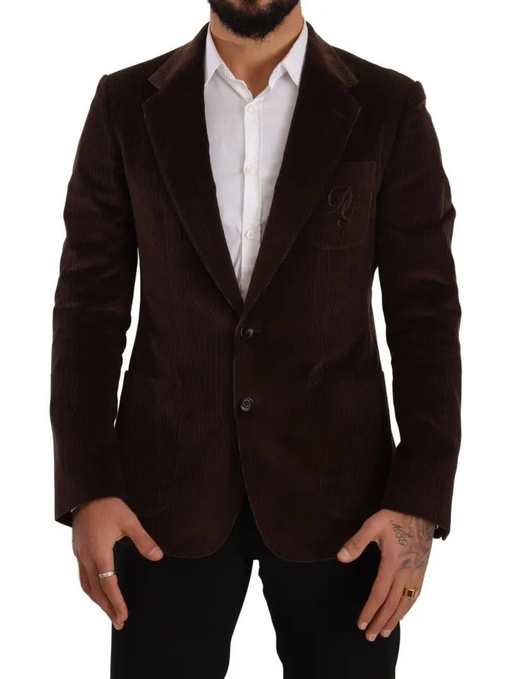 Blazer con logo DG e cappotto slim fit in velluto a coste marrone