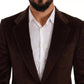 Blazer con logo DG e cappotto slim fit in velluto a coste marrone