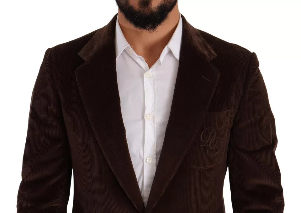 Blazer con logo DG e cappotto slim fit in velluto a coste marrone