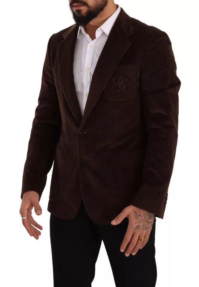 Blazer con logo DG e cappotto slim fit in velluto a coste marrone