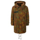 Parka mit Kapuze und Camouflage-Struktur und Lederdetails