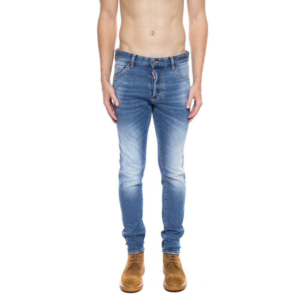 Jeans da uomo in cotone blu usurati