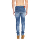 Jeans da uomo in cotone blu usurati