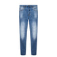 Blaue Herrenjeans aus Baumwolle im Used-Look