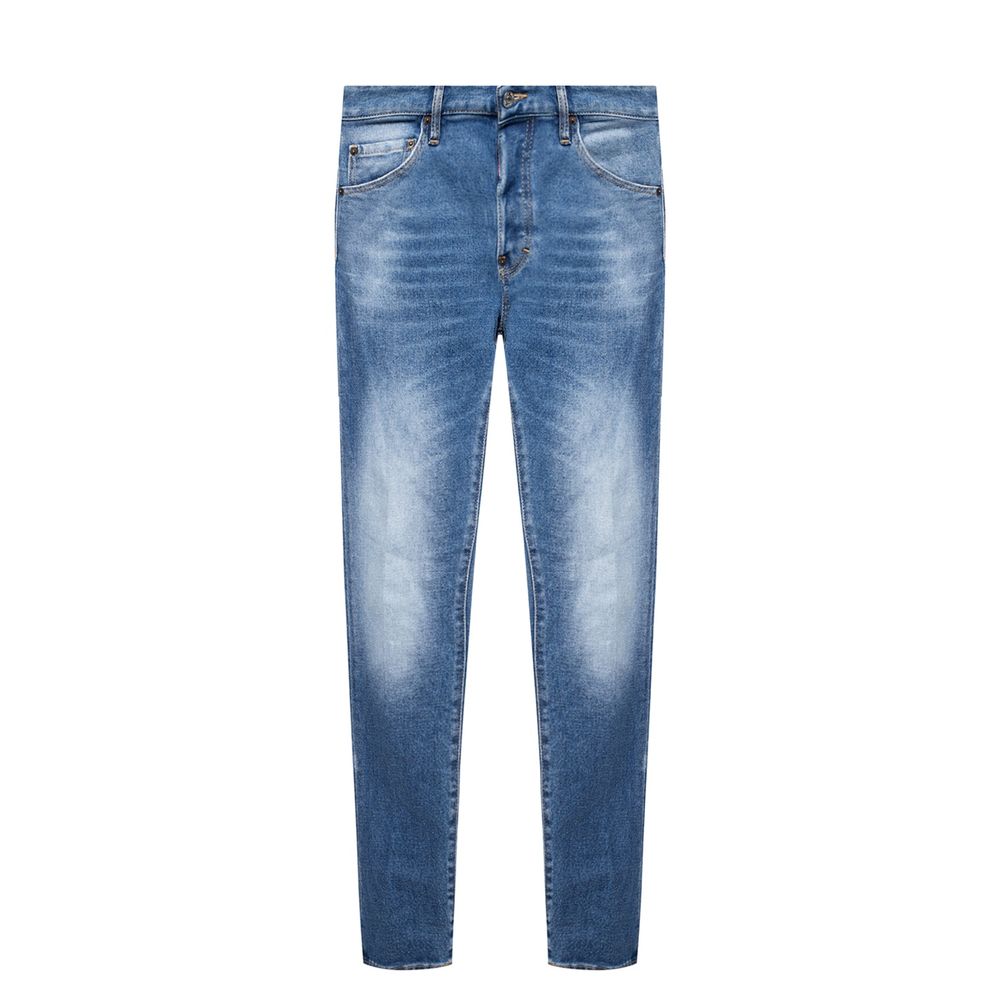 Jeans da uomo in cotone blu usurati