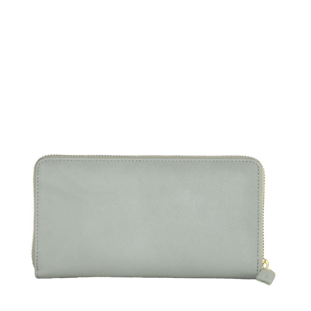 Graue Damenbrieftasche aus Kalbsleder