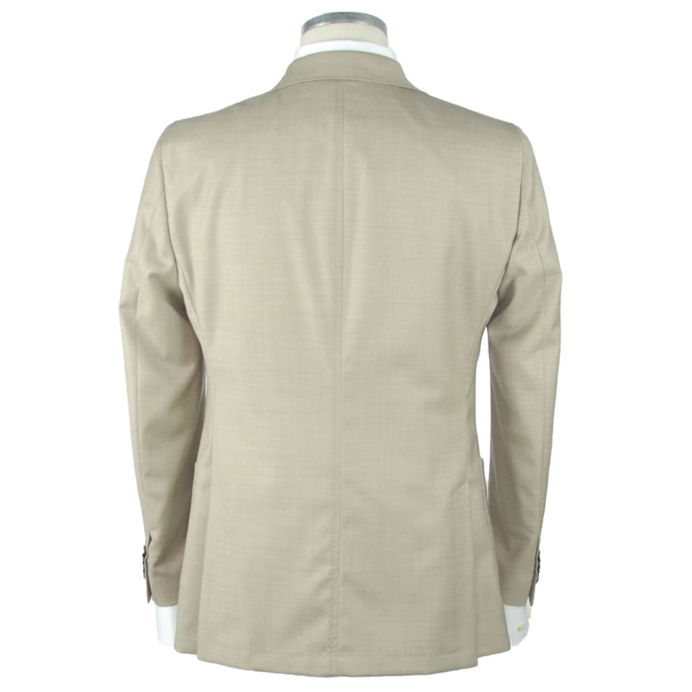 Beige Wool Men Blazer