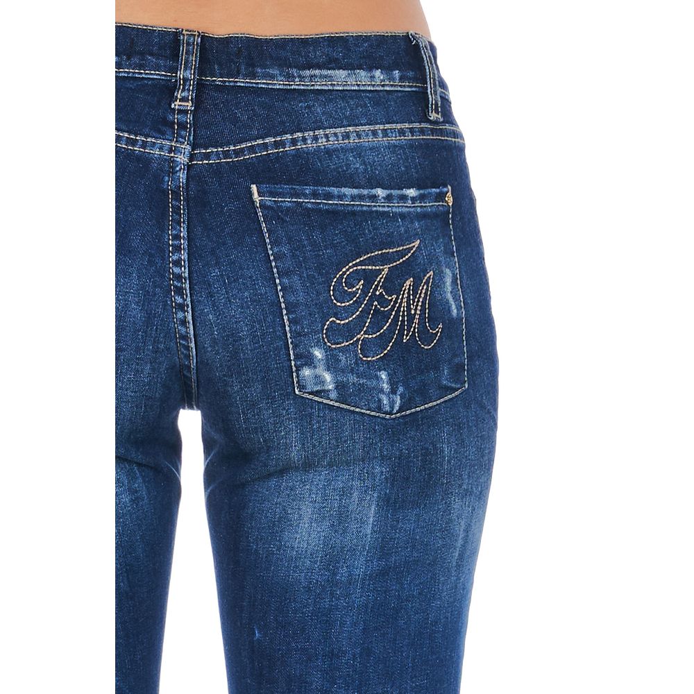 Blaue Skinny-Jeans aus Baumwolle für Damen