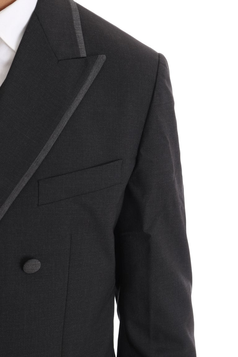 Elegante abito doppiopetto grigio in lana