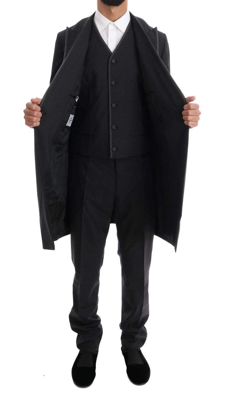 Elegante abito doppiopetto grigio in lana