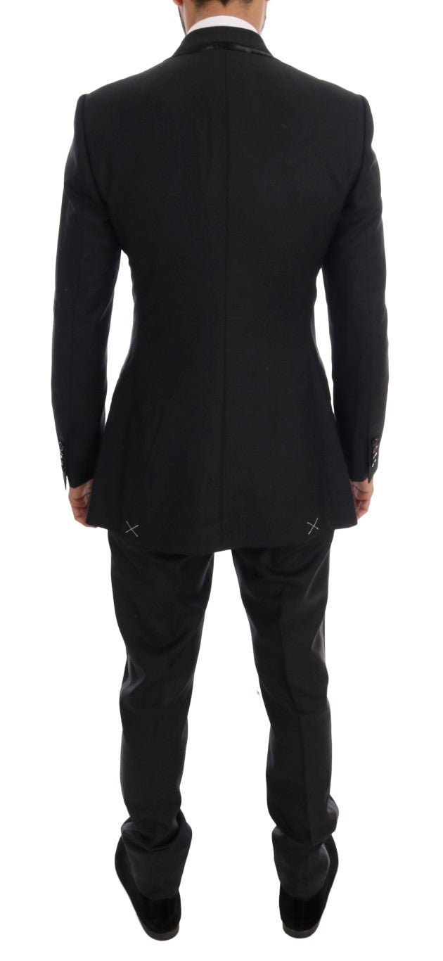 Elegante abito doppiopetto grigio in lana