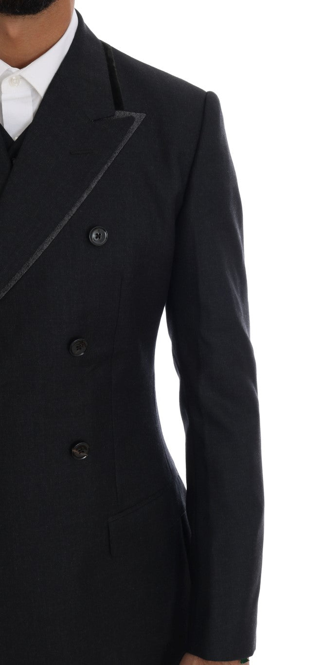Elegante abito doppiopetto grigio in lana