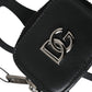 Black Calfskin Leather DG Logo Coin Purse Lanyard Wallet