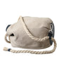 Beige Canvas Stoff Eimer Sack Beutel Handtasche Tasche