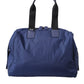 Blue Nylon Calfskin Hand Shoulder Duffel Bag