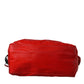 Red Nylon Calfskin Hand Shoulder Duffel Bag