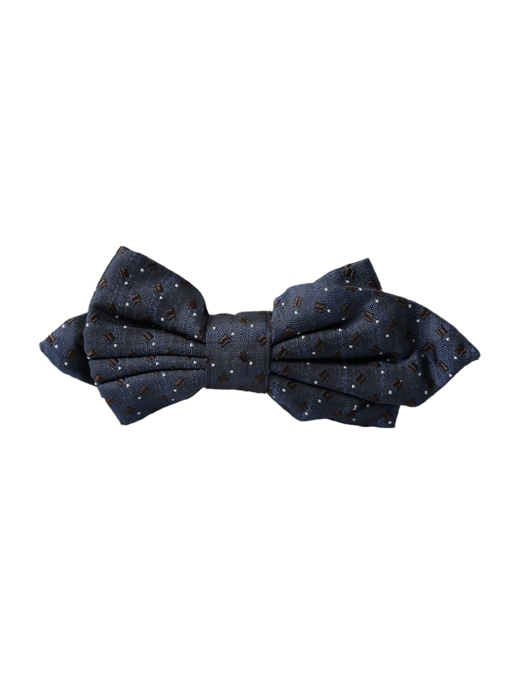 Papillon regolabile da uomo con fantasia in seta blu navy
