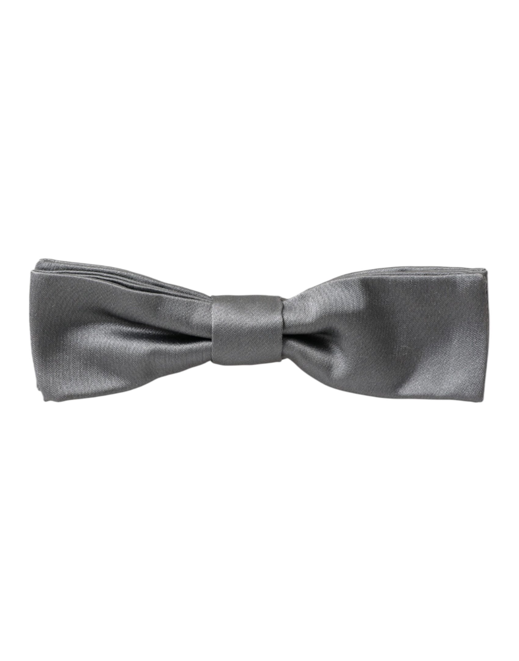 Papillon da uomo con collo regolabile in raso di seta grigio