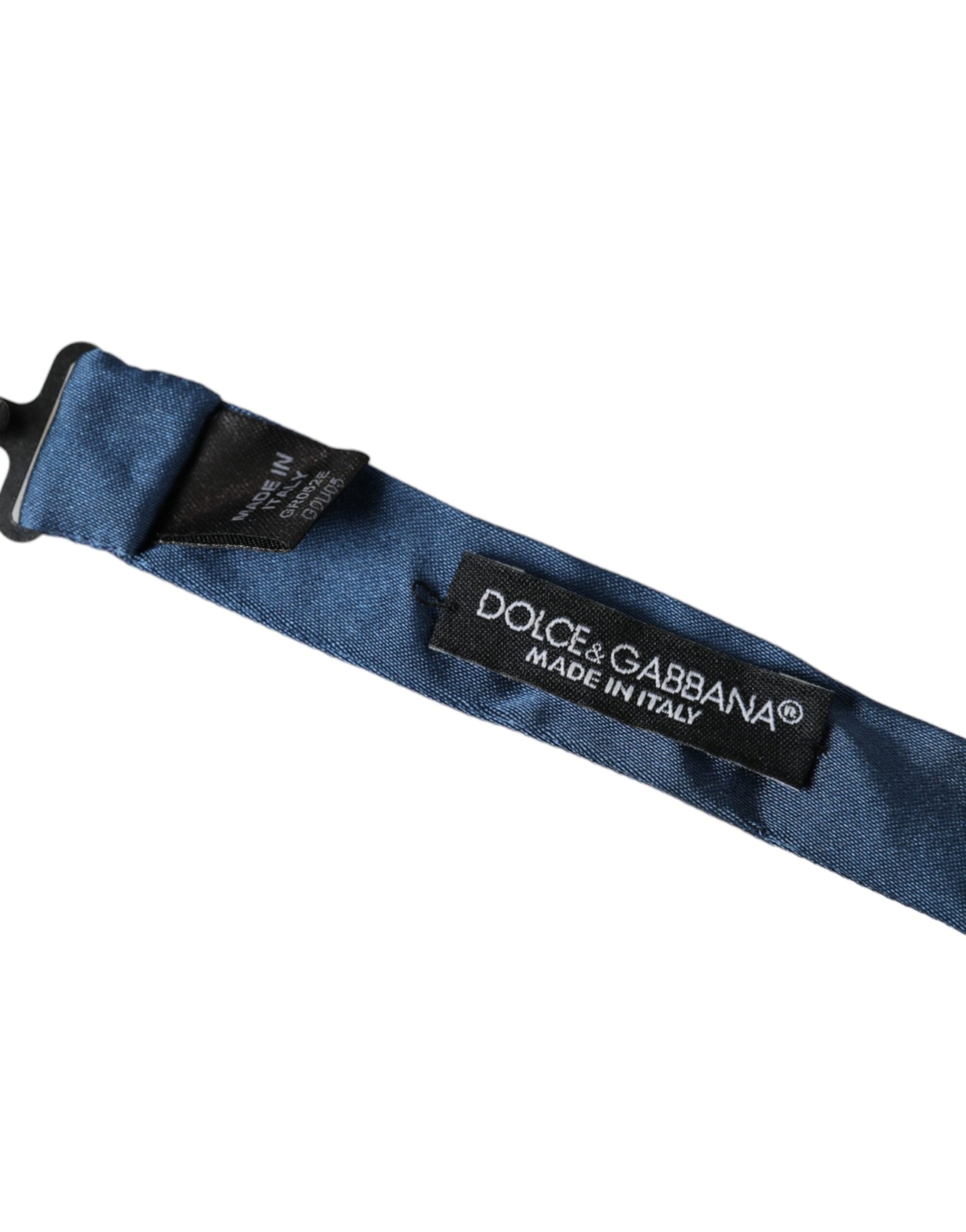 Papillon da uomo regolabile in raso di seta blu