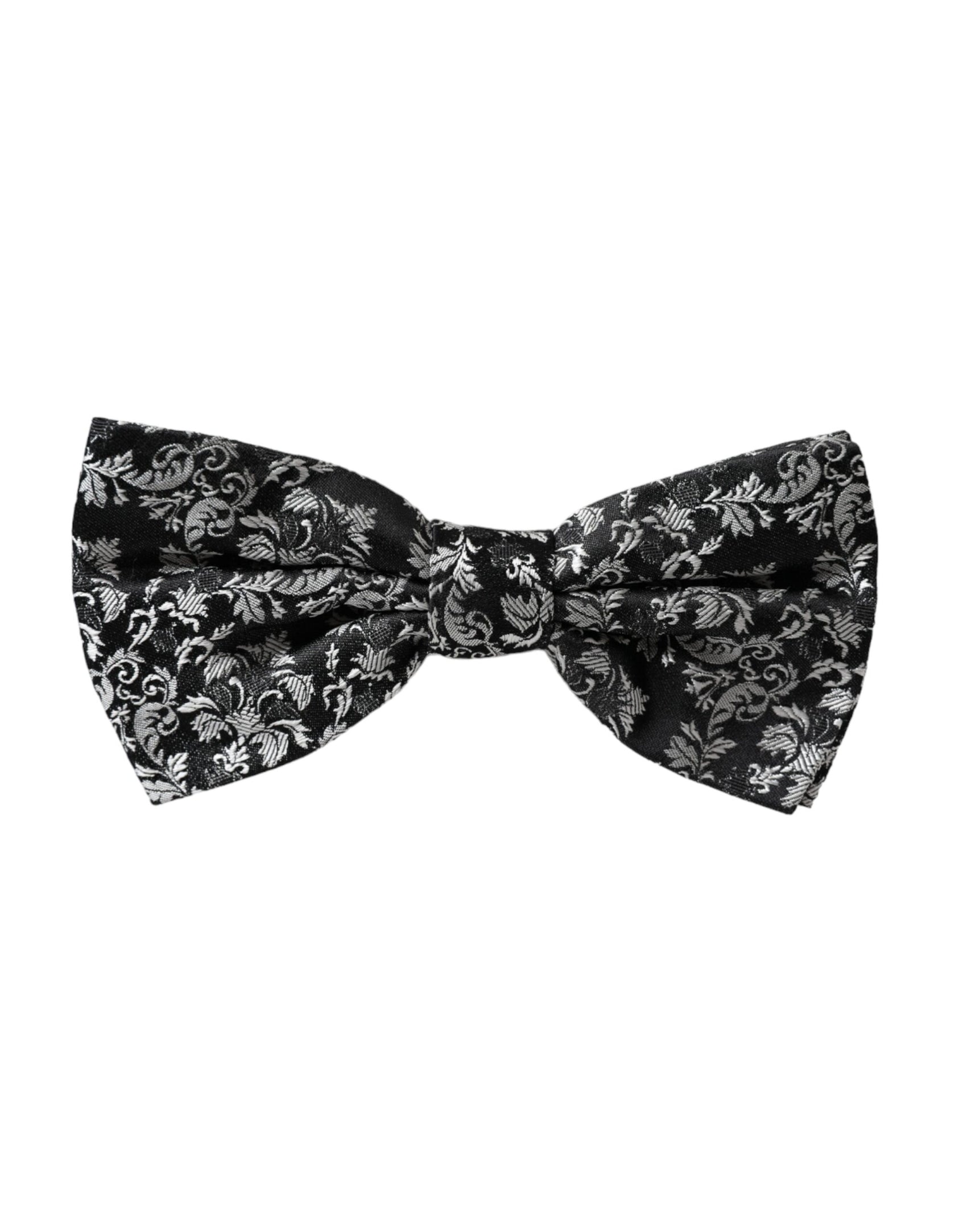 Papillon da uomo regolabile in seta floreale nera