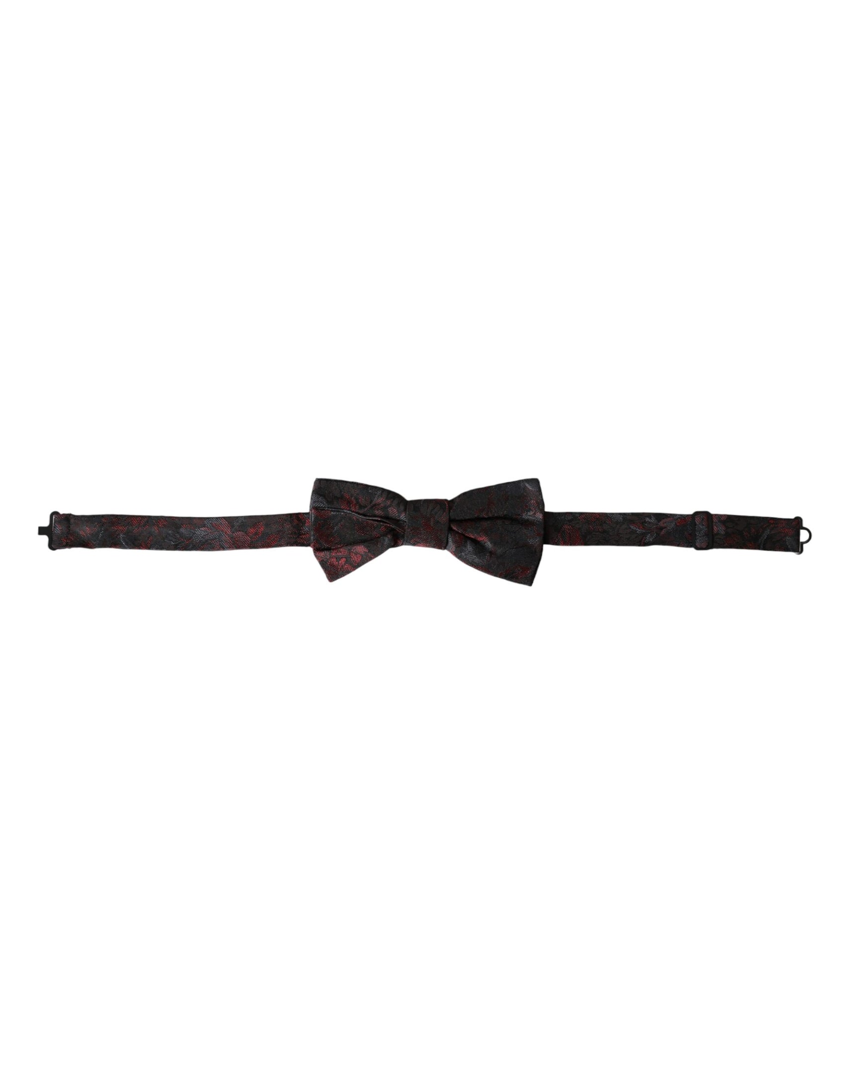 Papillon da uomo regolabile con motivo floreale rosso nero