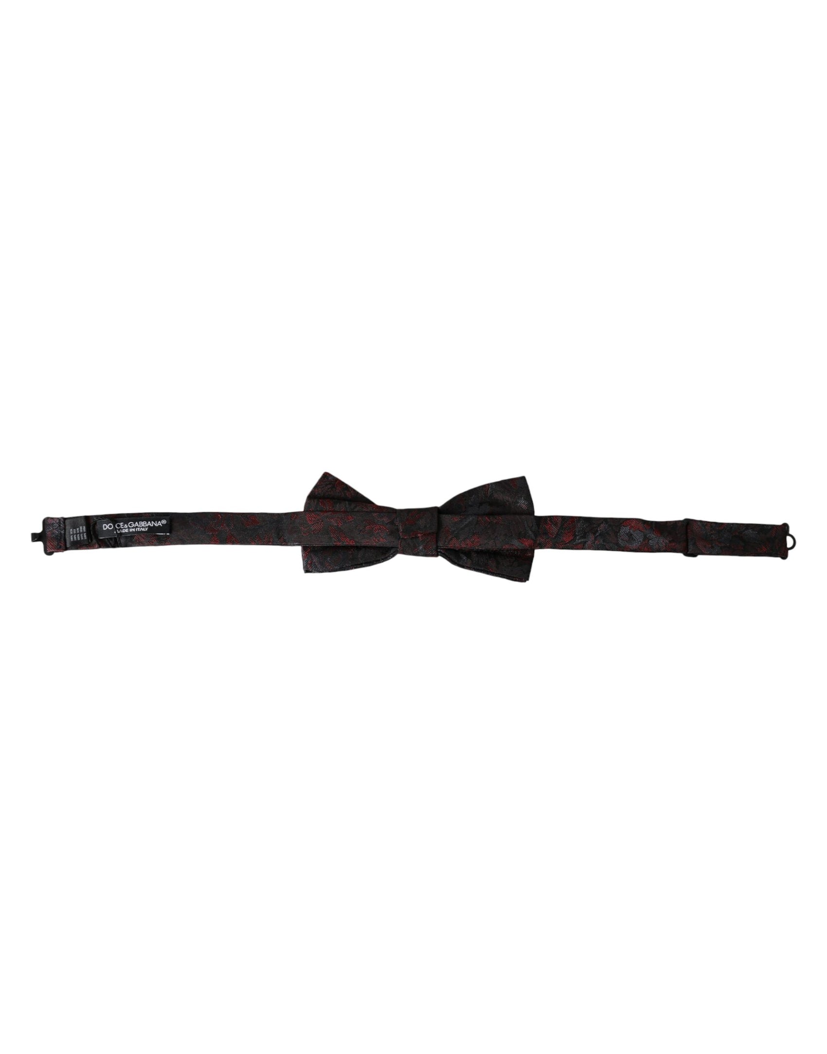 Papillon da uomo regolabile con motivo floreale rosso nero