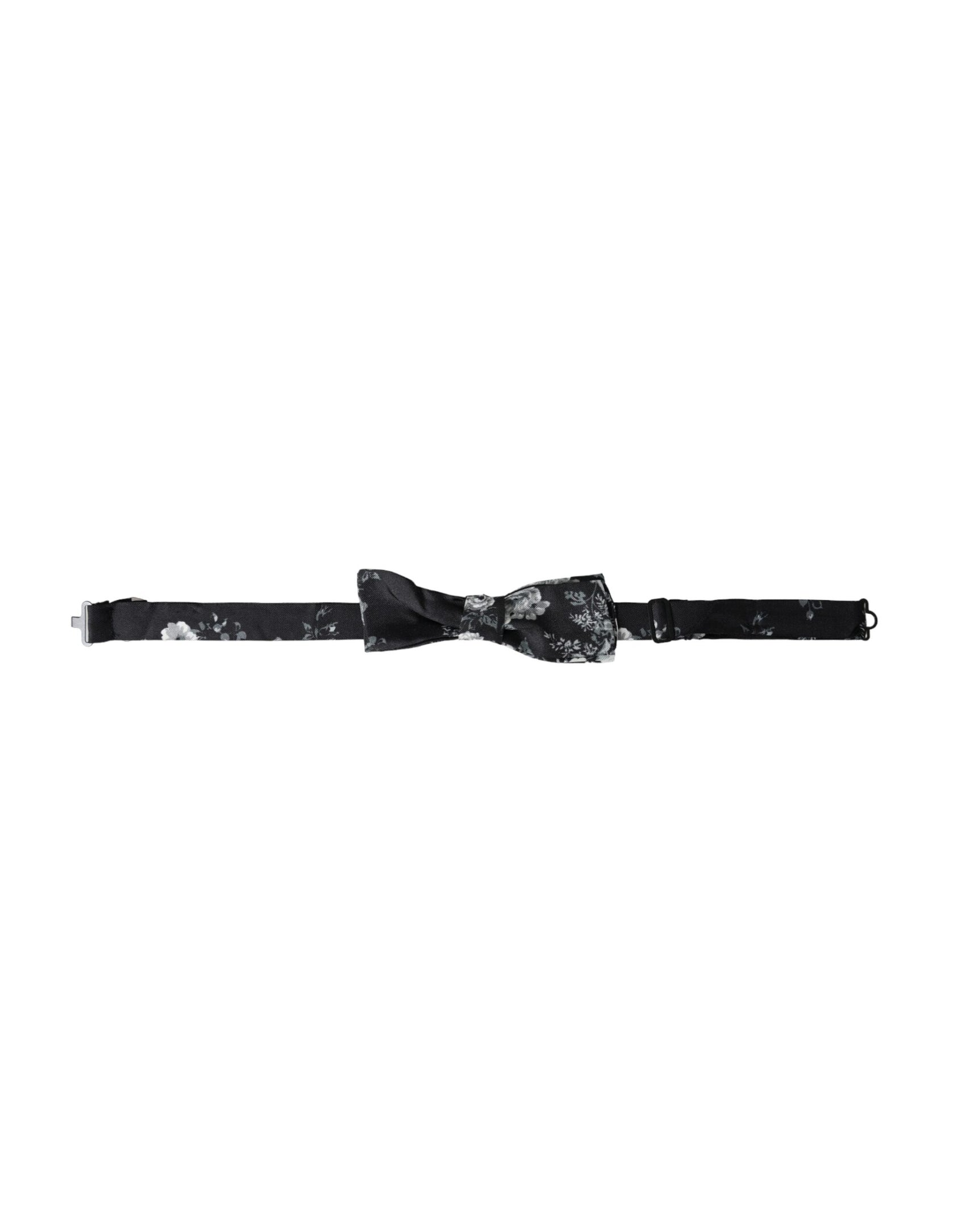Papillon da uomo regolabile con fantasia floreale nera