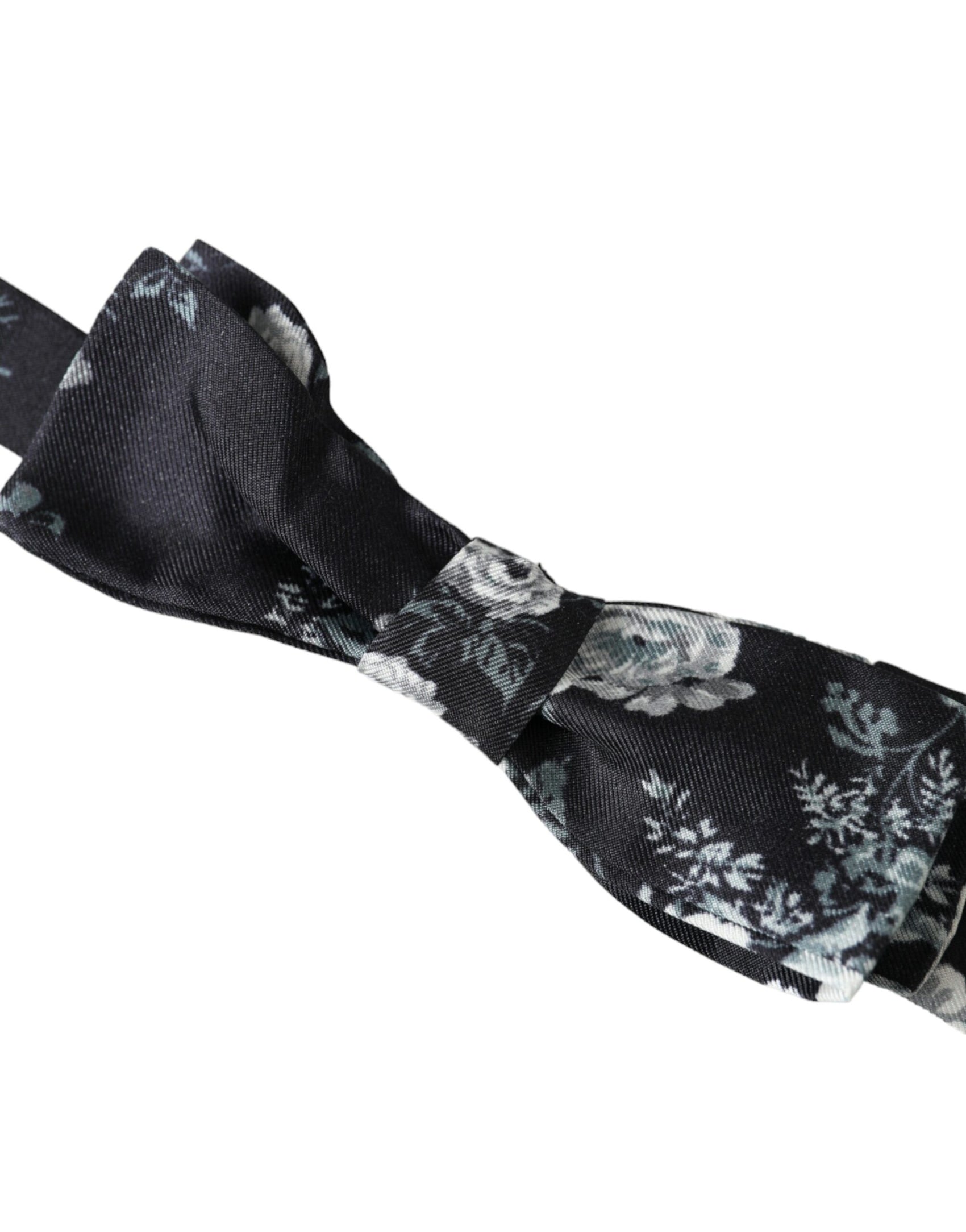 Papillon da uomo regolabile con fantasia floreale nera