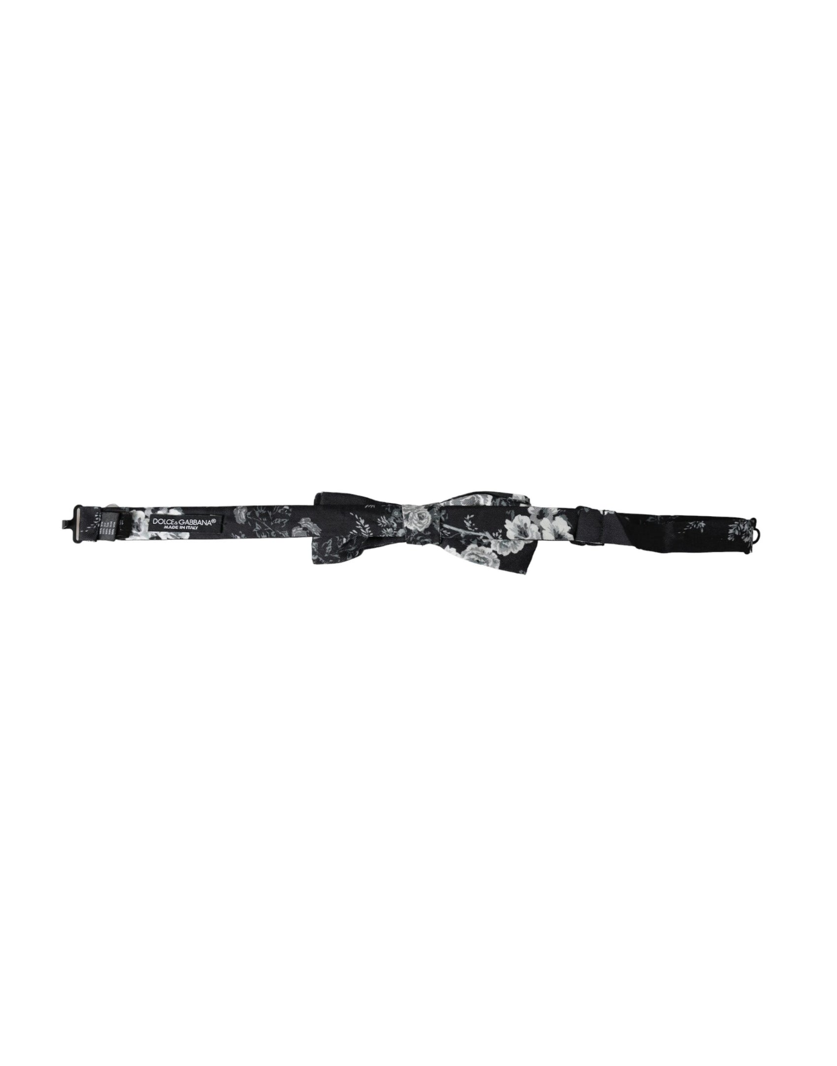 Papillon da uomo regolabile con fantasia floreale nera