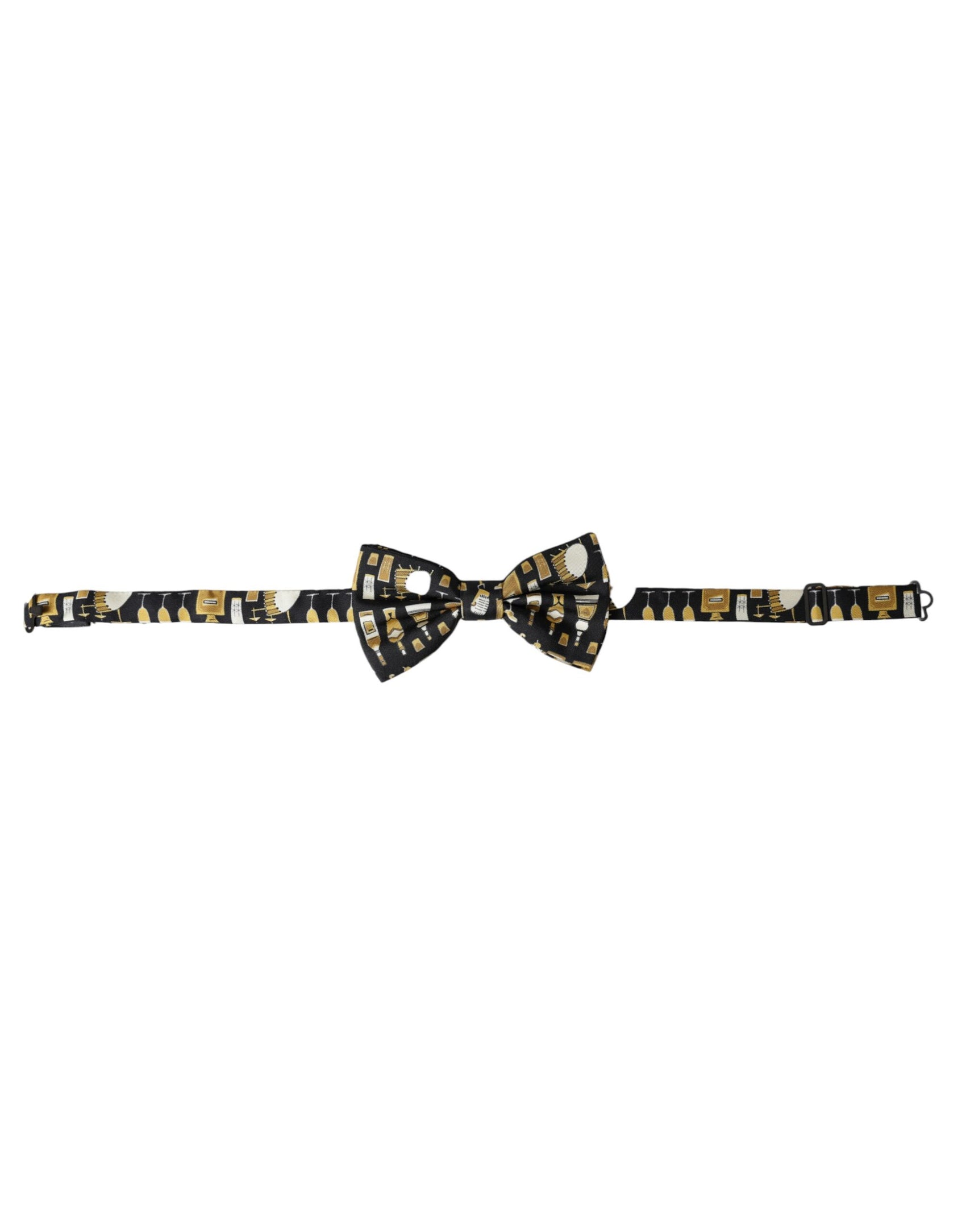 Papillon da uomo regolabile in seta nera da cocktail