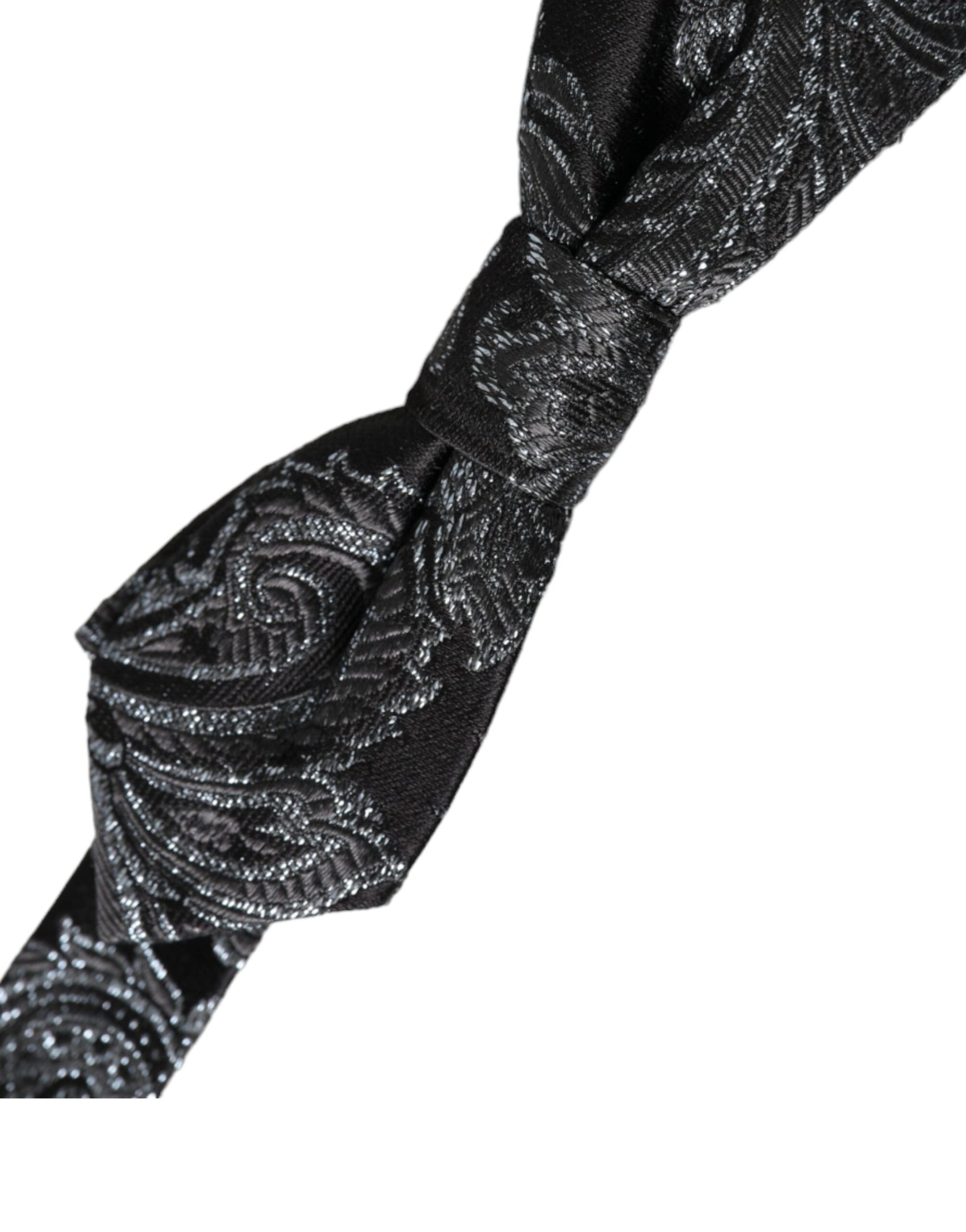 Papillon da uomo regolabile in jacquard di seta nera