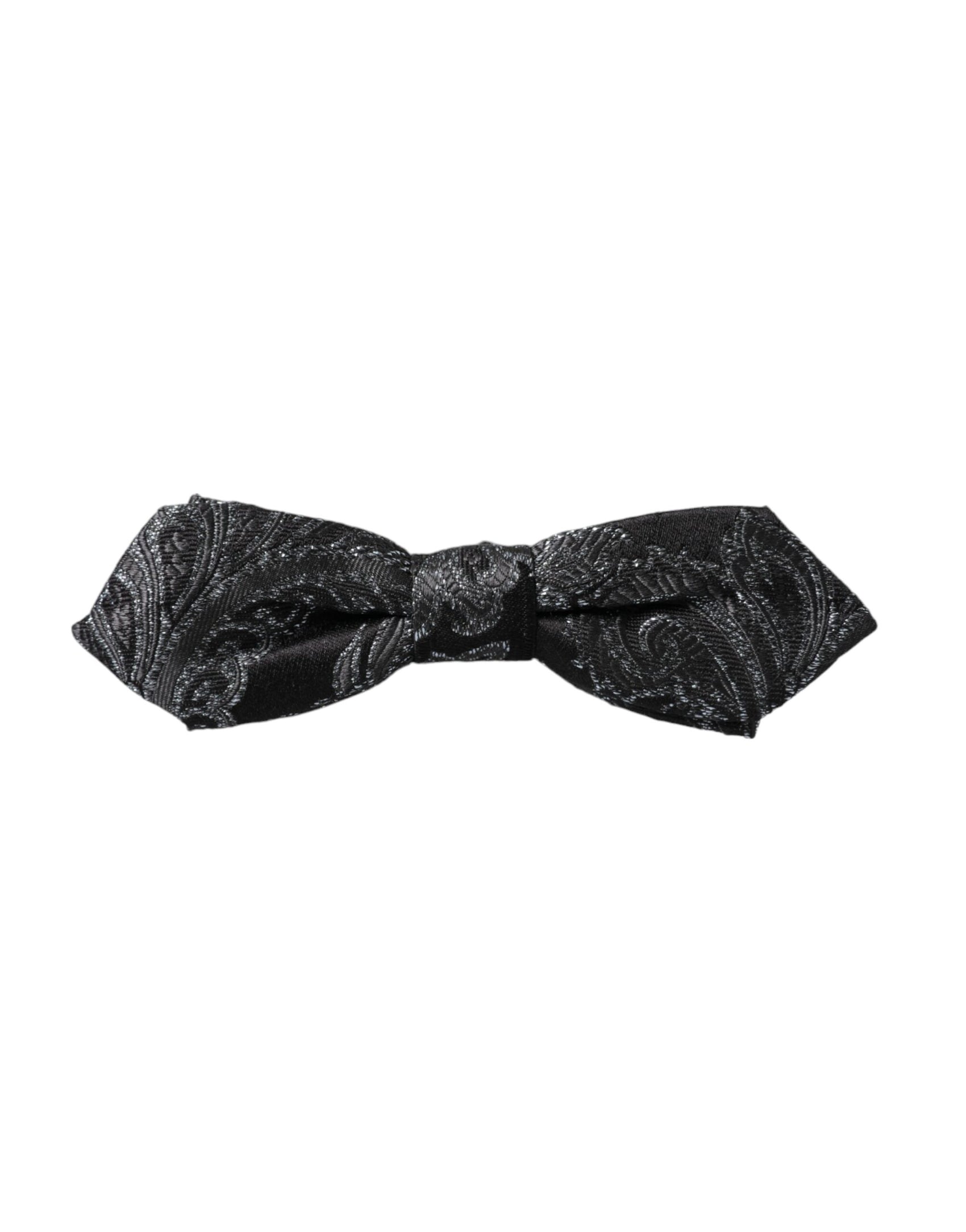 Papillon da uomo regolabile in jacquard di seta nera