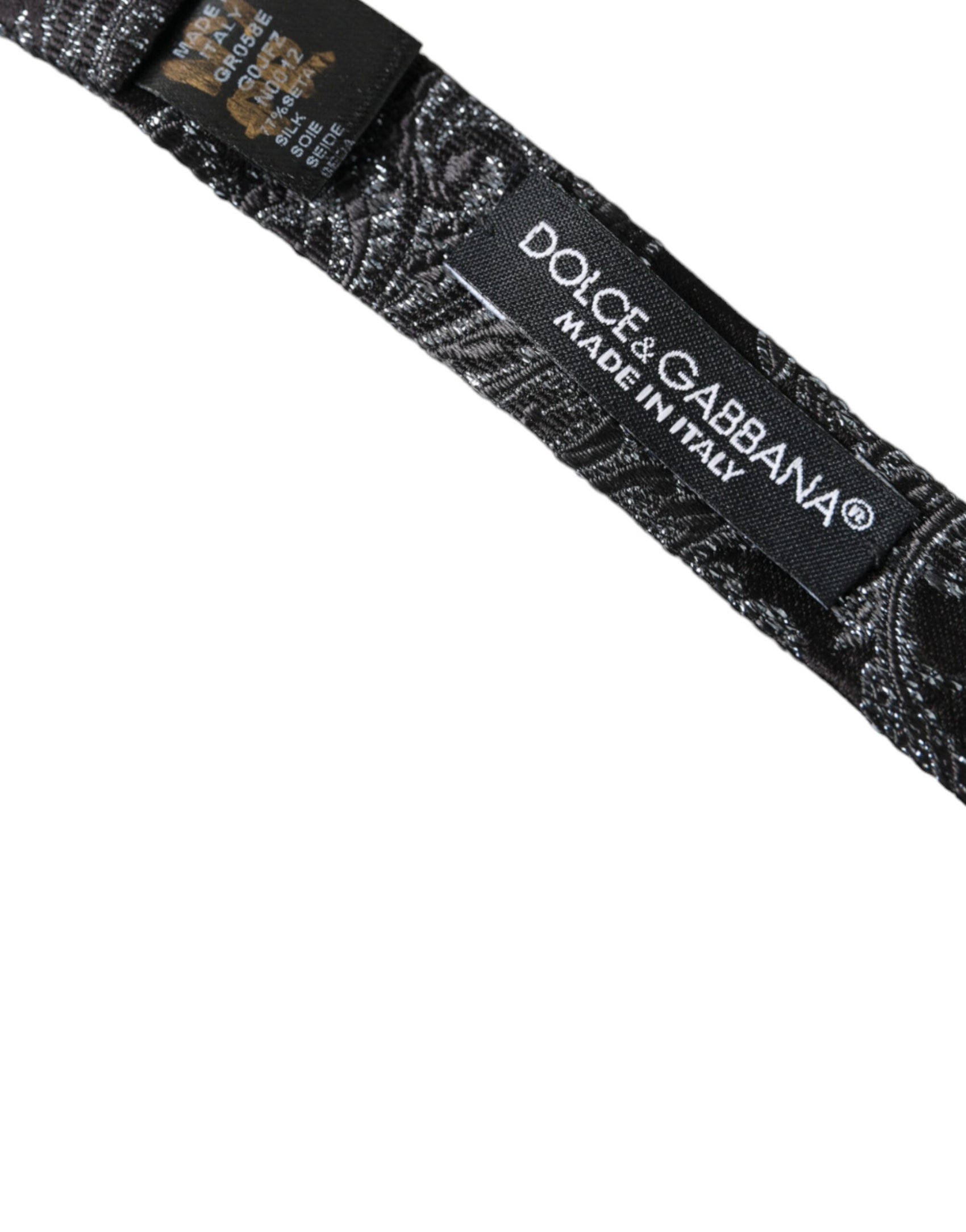 Papillon da uomo regolabile in jacquard di seta nera
