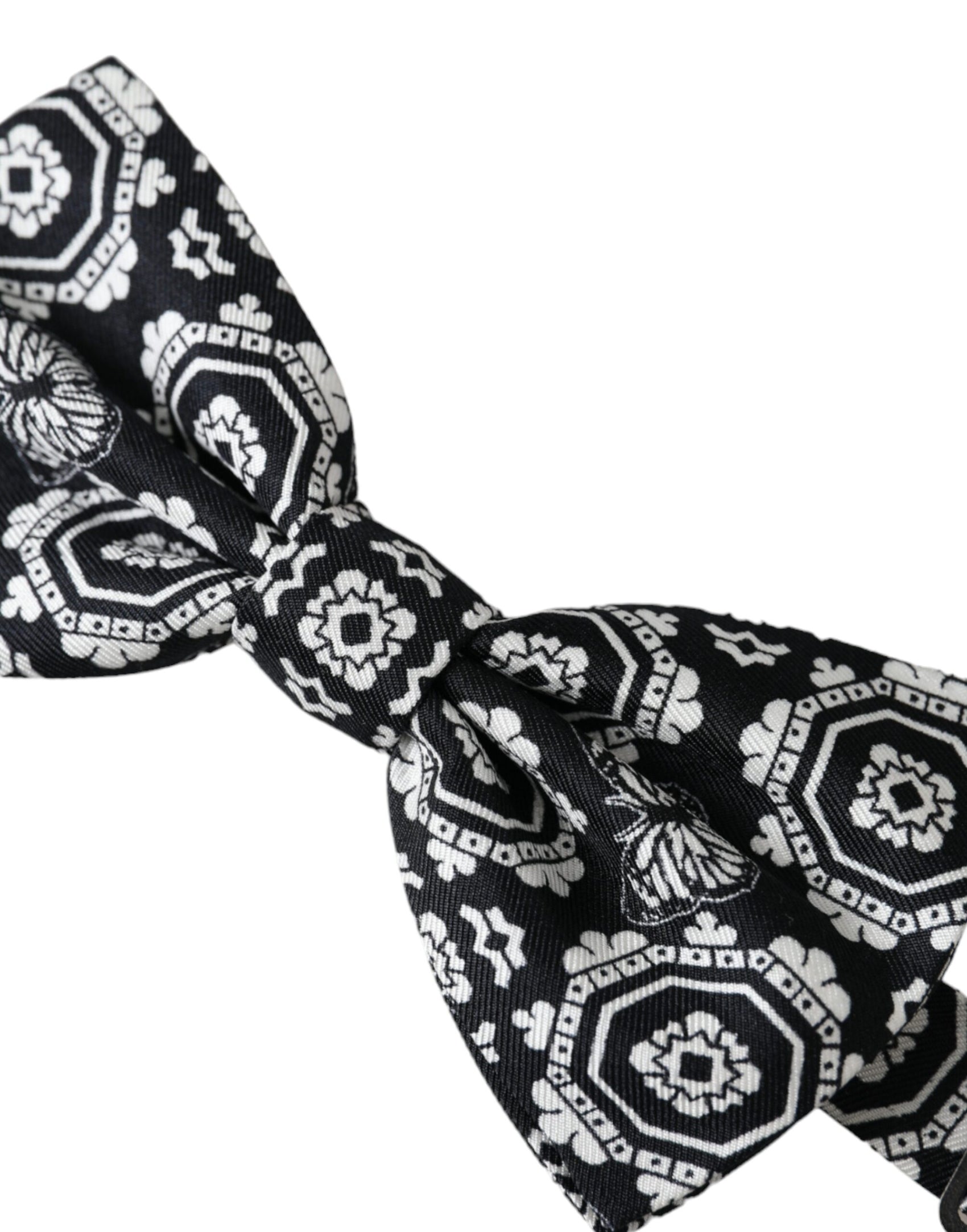 Papillon da uomo regolabile con stampa in bianco e nero