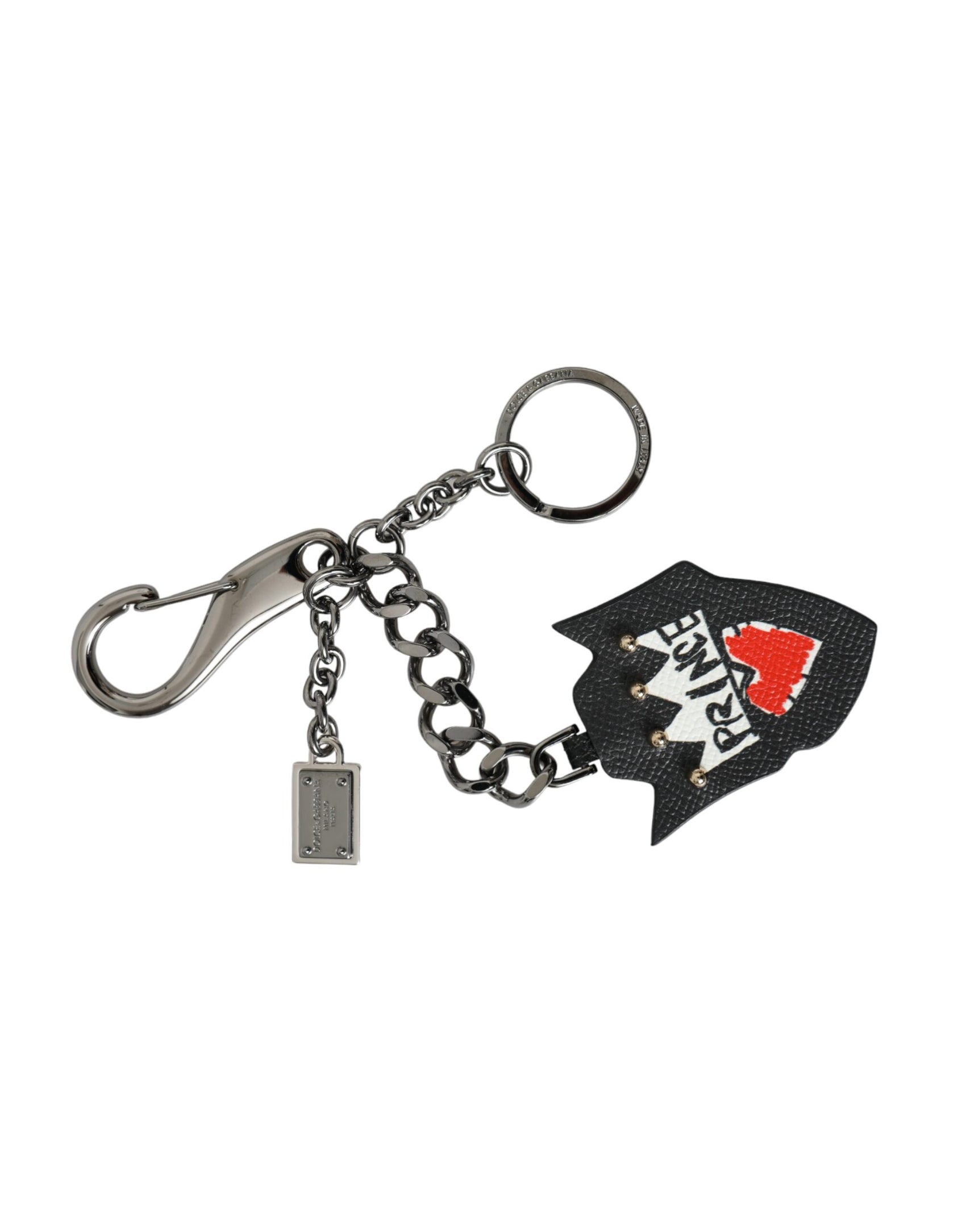 Portachiavi in ​​ottone argentato con logo Black Prince Studs