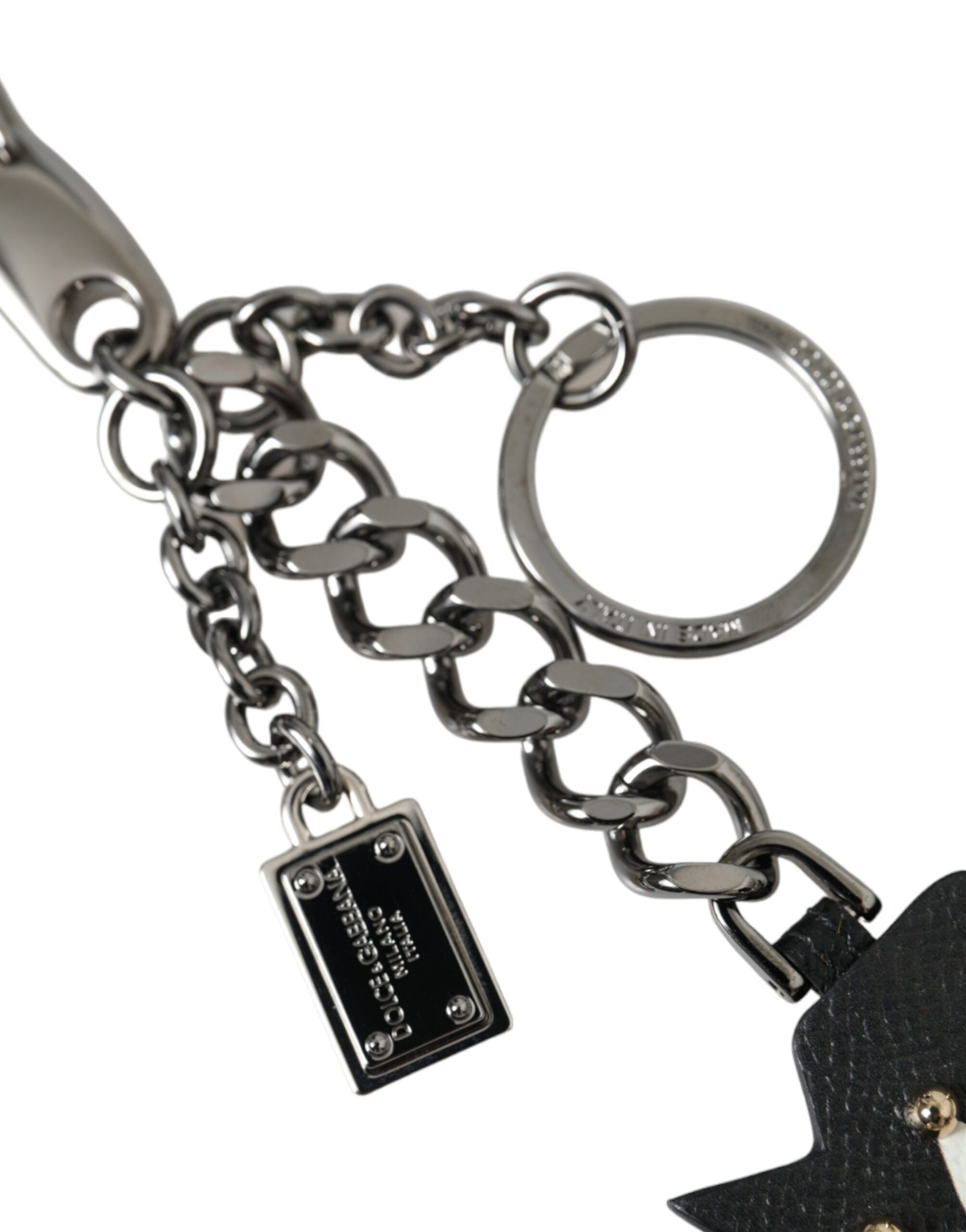 Portachiavi in ​​ottone argentato con logo Black Prince Studs