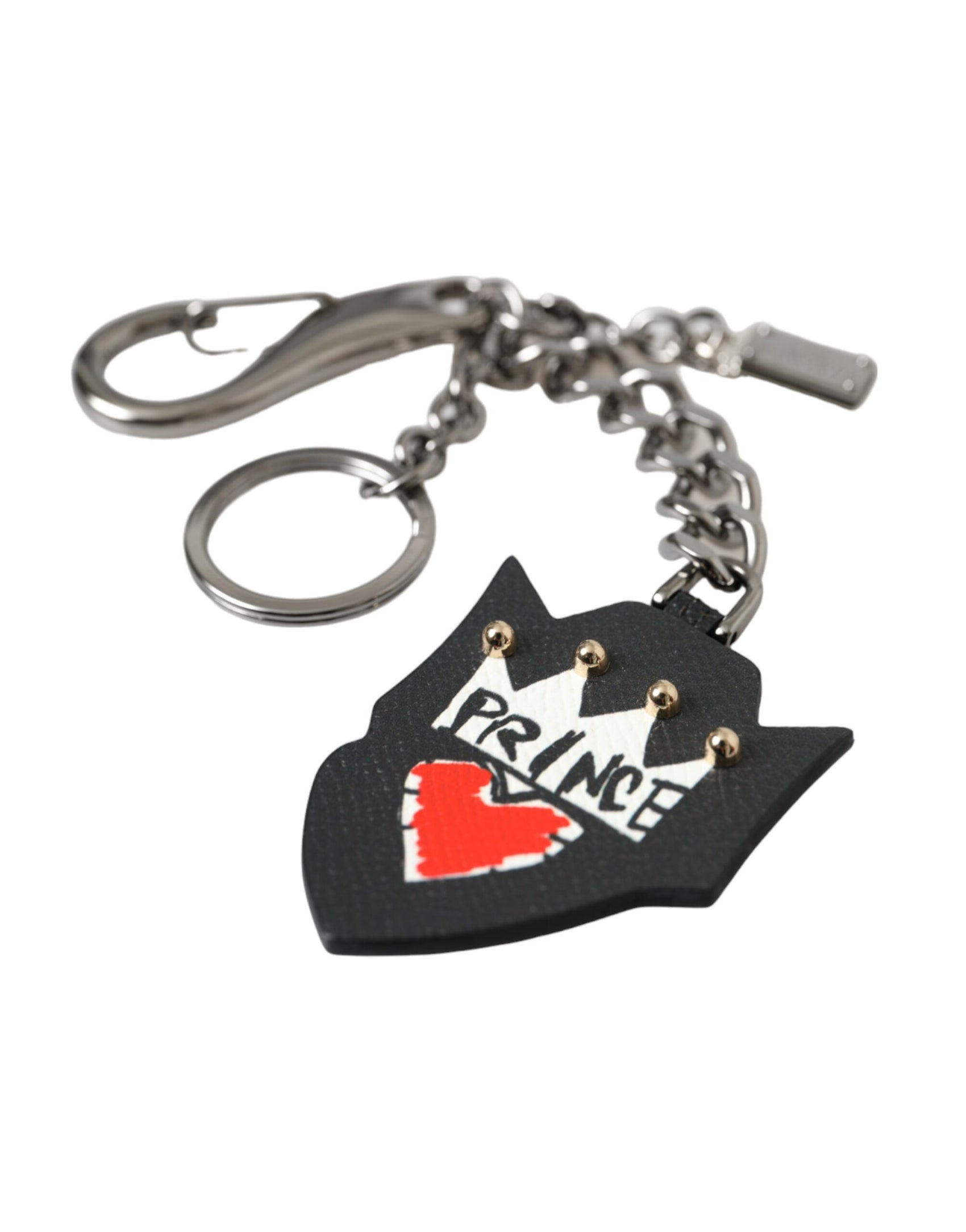 Portachiavi in ​​ottone argentato con logo Black Prince Studs