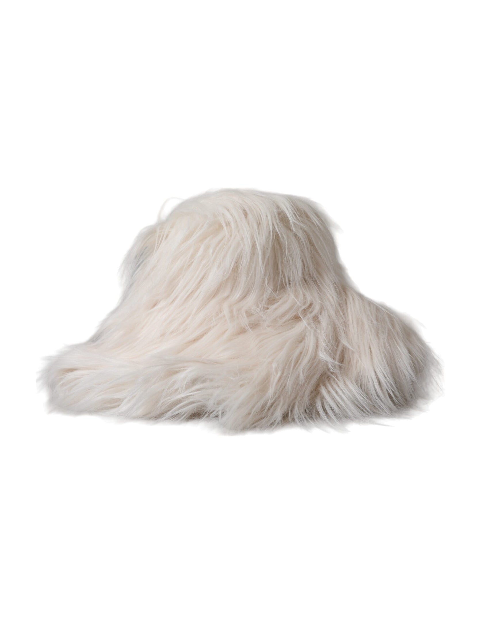 Off White Acryl Pelz Damen Bucket Hat