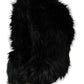 Black Faux Fur Whole Head Wrap Hat