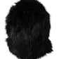 Black Faux Fur Whole Head Wrap Hat