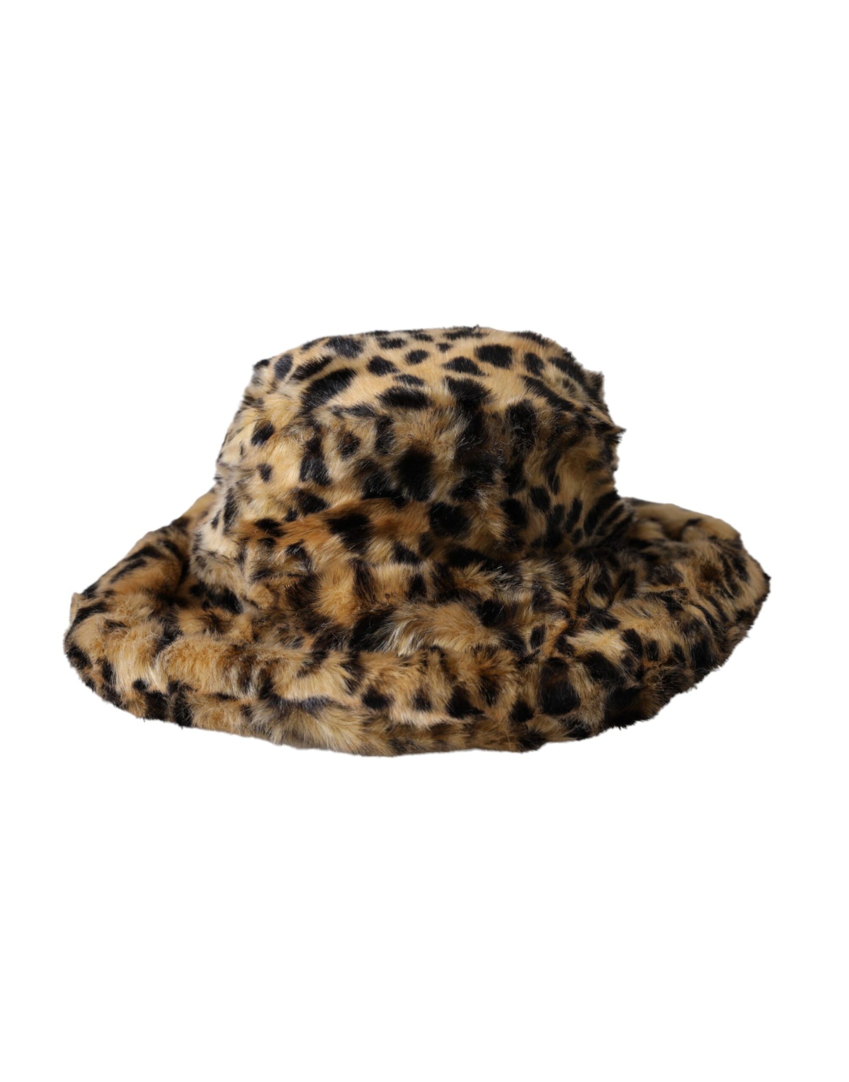 Brauner Leopardenfell-Bucket-Hut für Damen
