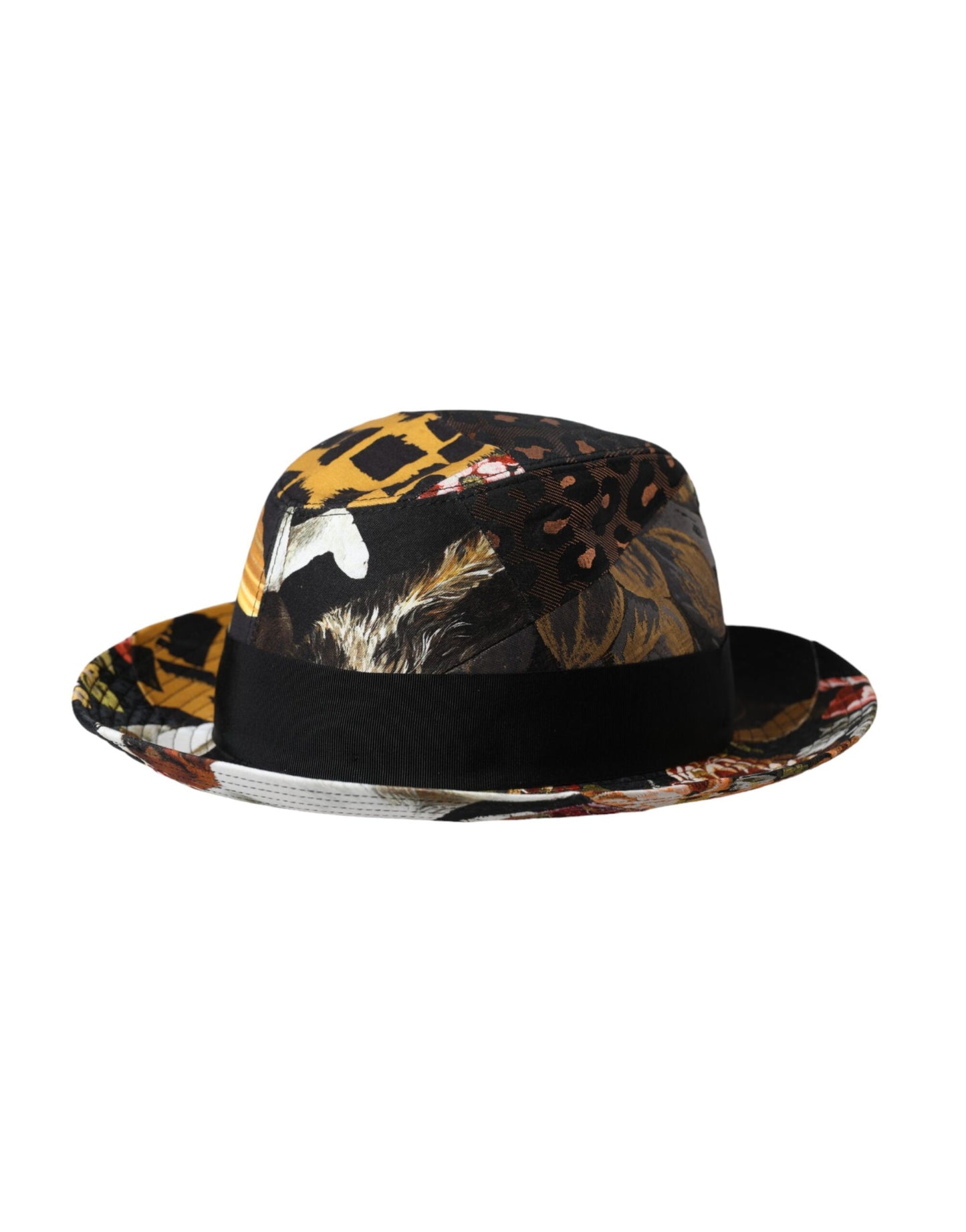 Cappello da donna a tesa larga Fedora patchwork multicolore