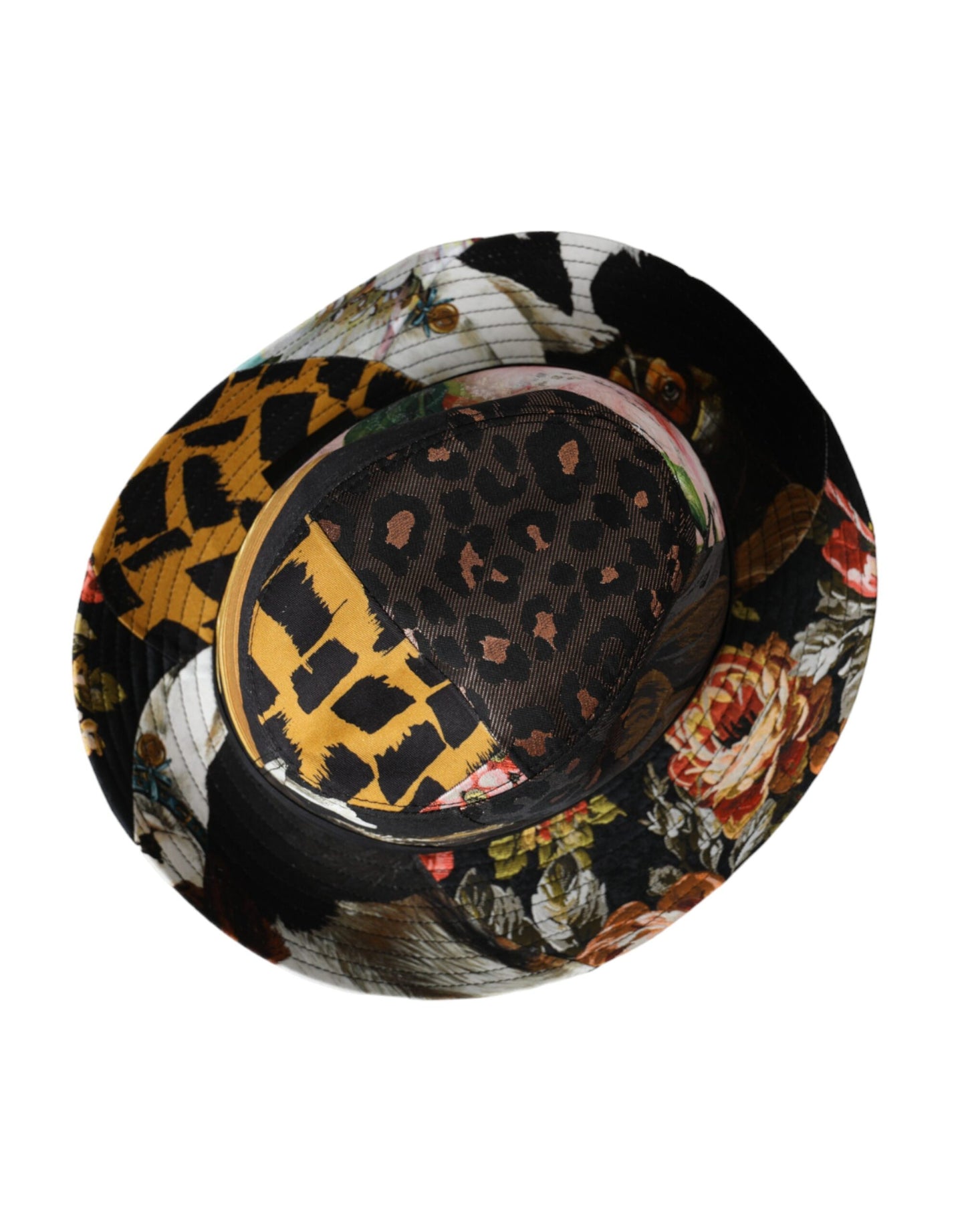 Cappello da donna a tesa larga Fedora patchwork multicolore