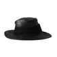 Black Leather DG Coin Crystal Wide Brim Hat