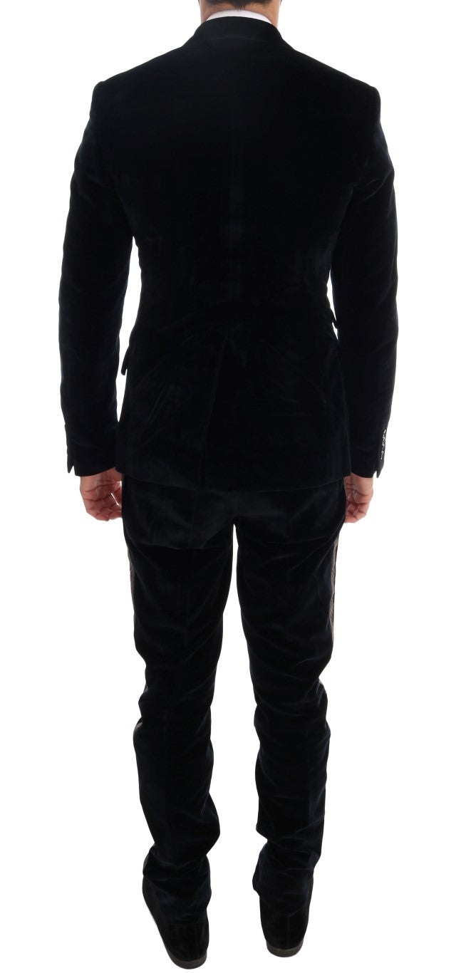 Elegante abito blu a tre pezzi slim fit
