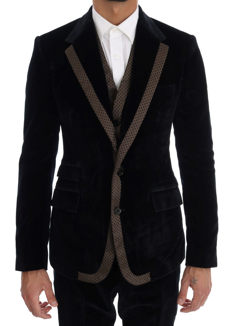 Elegante abito blu a tre pezzi slim fit