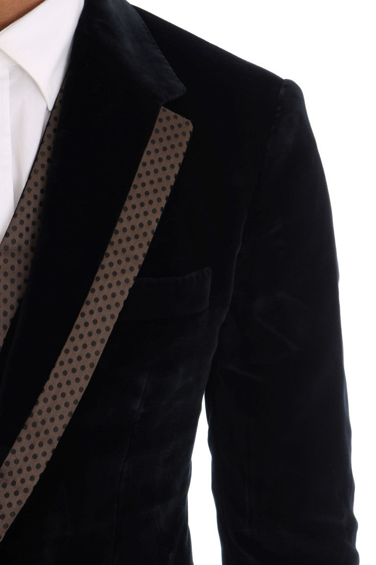 Elegante abito blu a tre pezzi slim fit