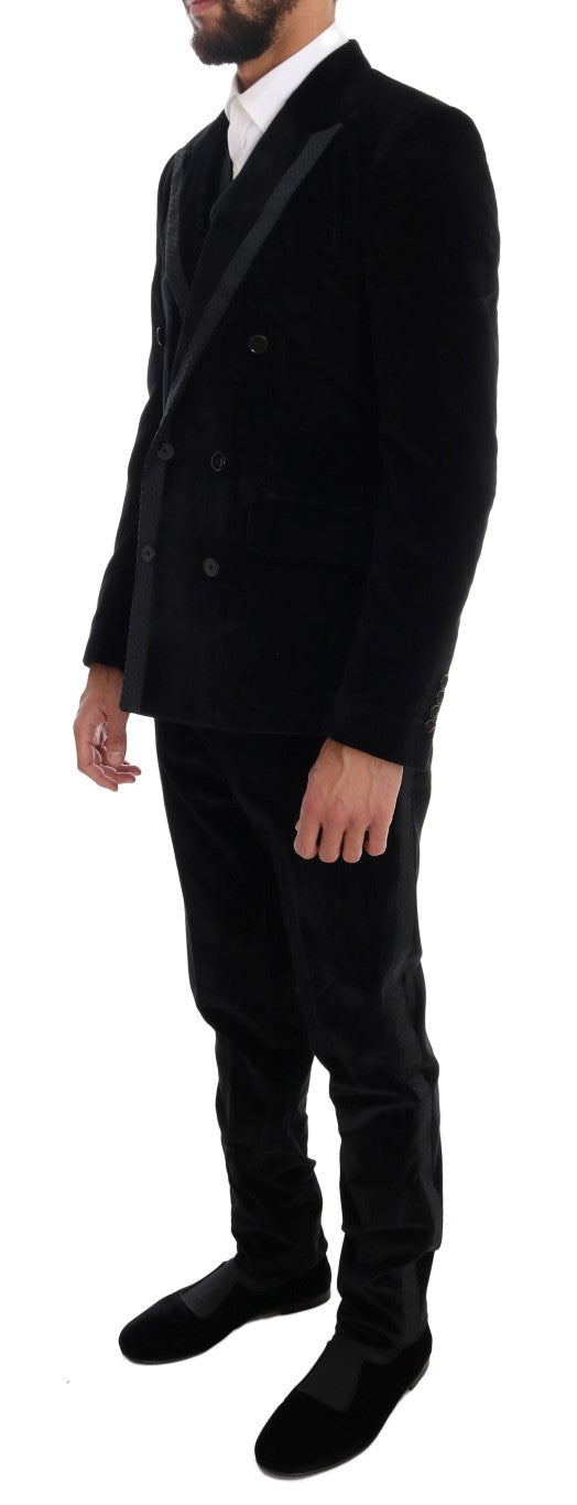 Elegante abito nero slim fit a tre pezzi