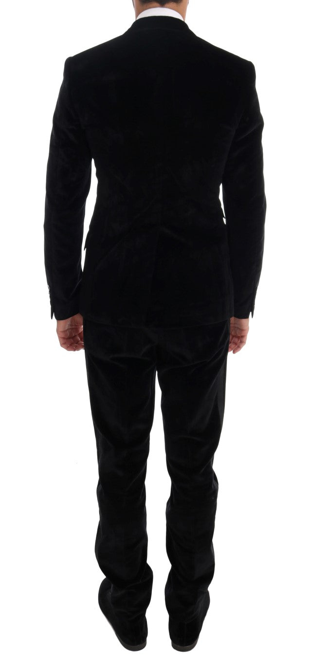 Elegante abito nero slim fit a tre pezzi