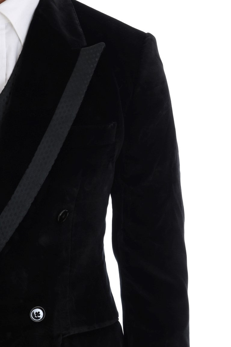 Elegante abito nero slim fit a tre pezzi